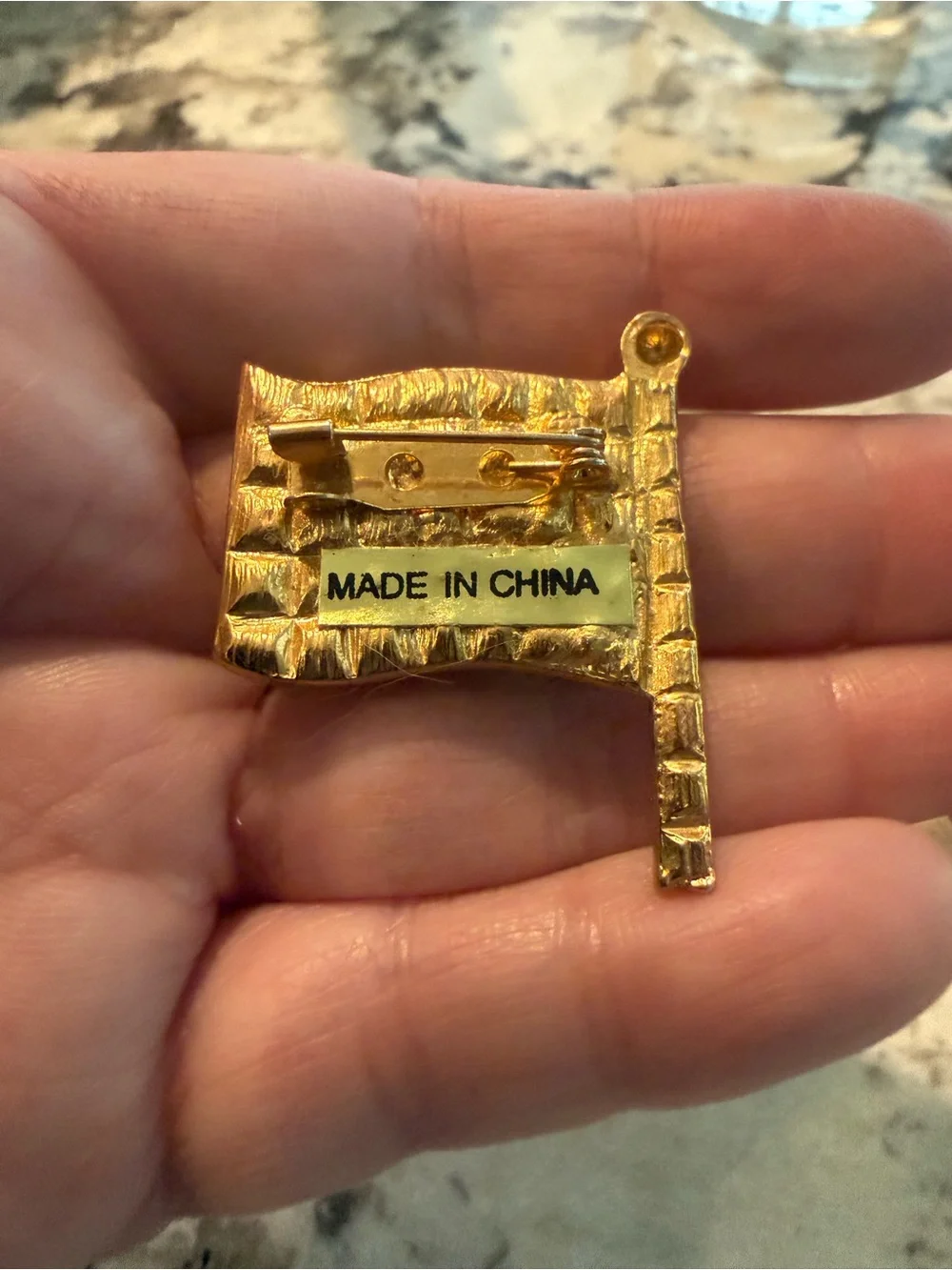 Lot of Six Gold-Tone Jewelry‎ pieces incl Monet Ecology Flag Charm Brooch Pins